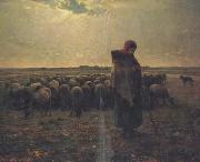 jean-francois millet Shepherdess with her flock (san17) painting